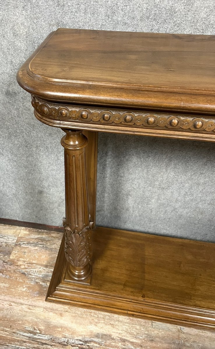 Renaissance Style Console In Solid Walnut -photo-4