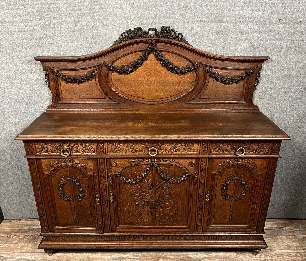 Louis XVI Style Oak Sideboard Buffet -photo-3