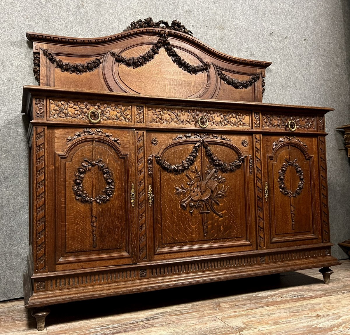 Louis XVI Style Oak Sideboard Buffet -photo-4