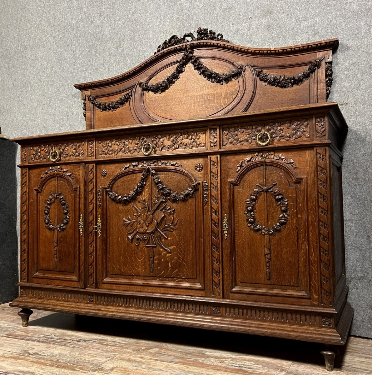 Louis XVI Style Oak Sideboard Buffet -photo-5