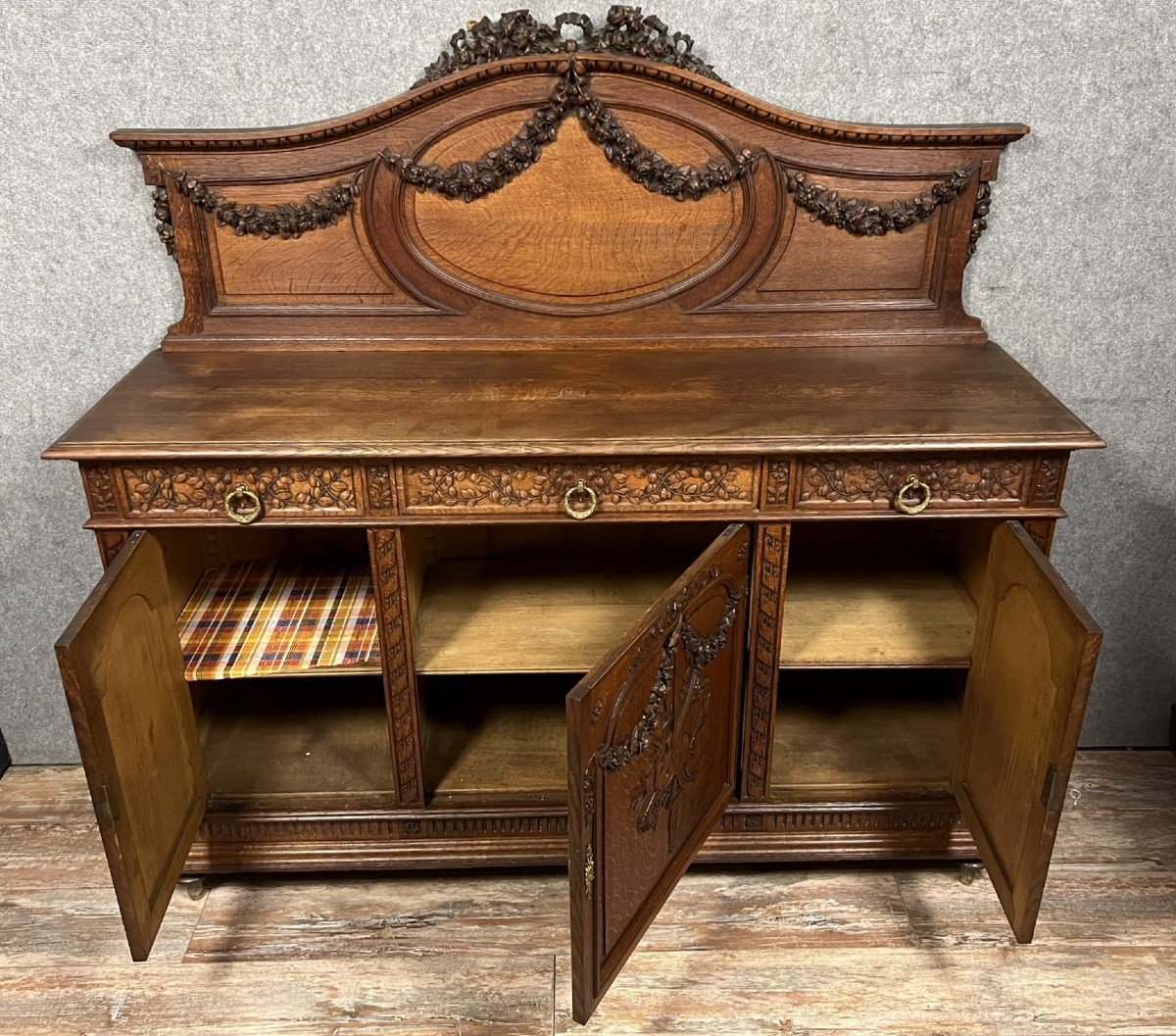 Louis XVI Style Oak Sideboard Buffet -photo-6