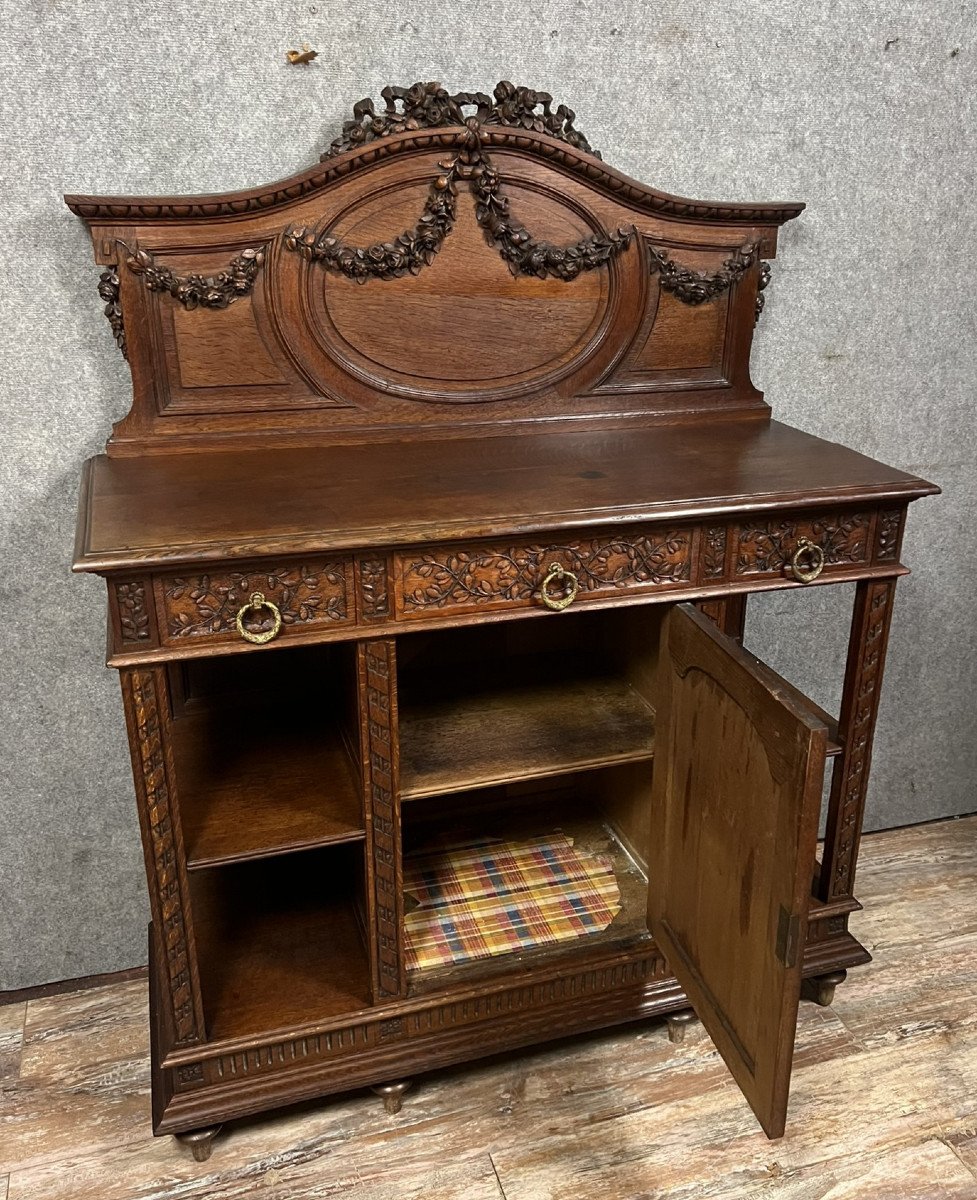 Louis XVI Style Oak Buffet Serving Trolley -photo-5