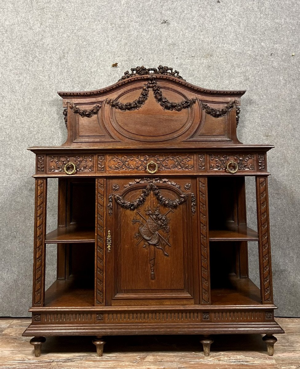 Louis XVI Style Oak Buffet Serving Trolley 