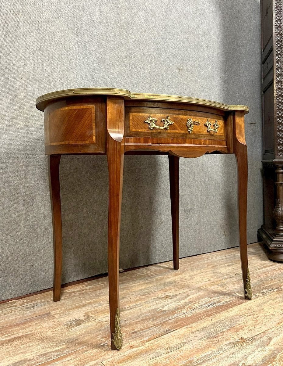 Bureau De Forme Rognon Style Louis XV En Marqueterie -photo-6