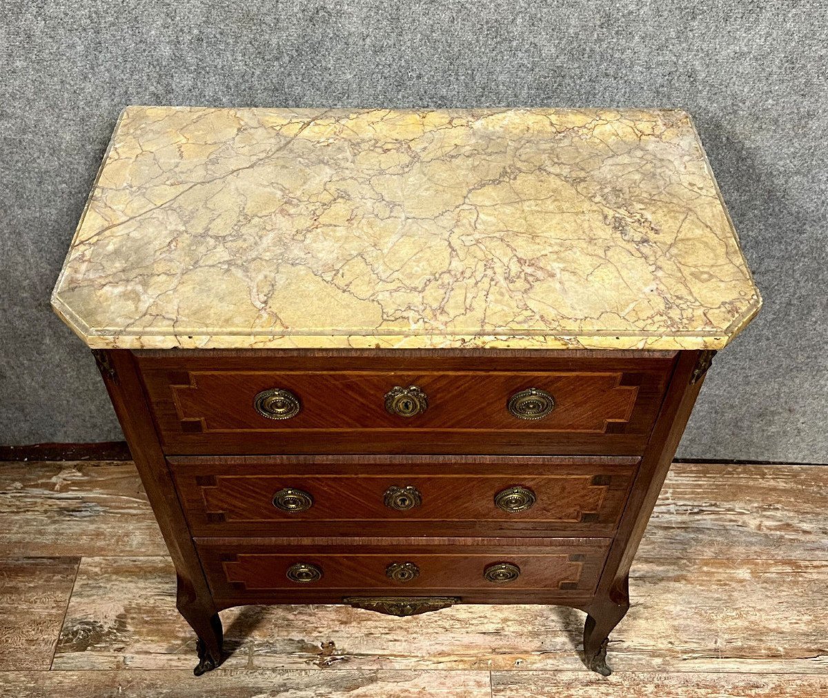 Louis XV / Louis XVI Lady's Chest Of Drawers In Marquetry -photo-2