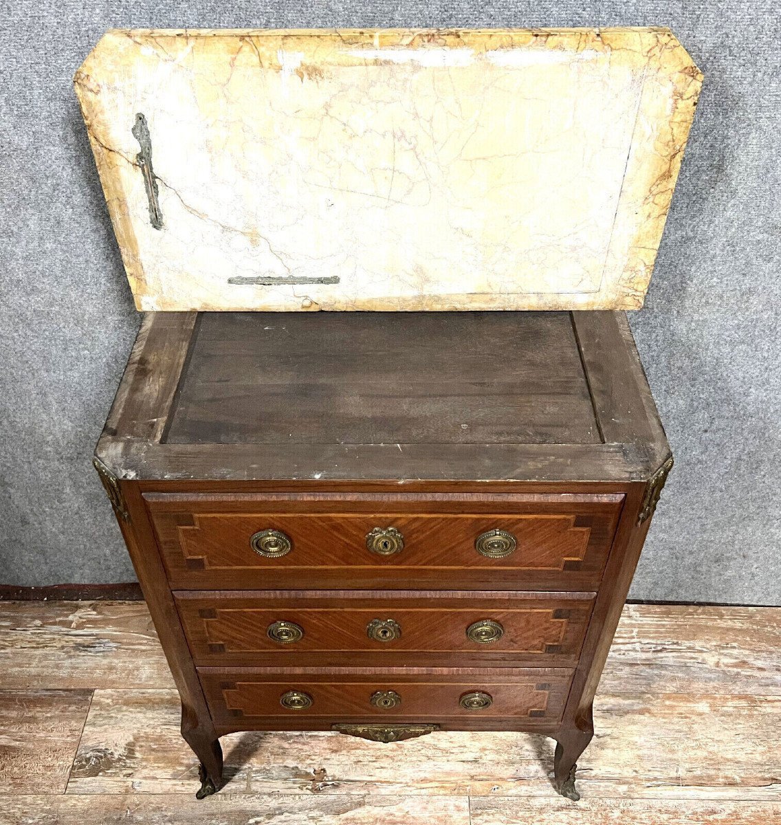 Louis XV / Louis XVI Lady's Chest Of Drawers In Marquetry -photo-3