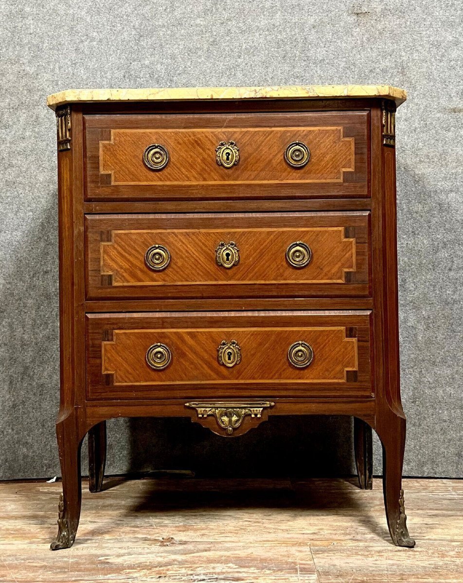 Louis XV / Louis XVI Lady's Chest Of Drawers In Marquetry -photo-7