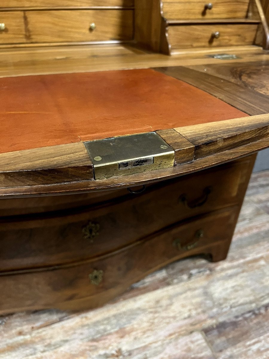 Commode Scriban Galbée époque Louis XV En Ronce Et Marqueterie -photo-1