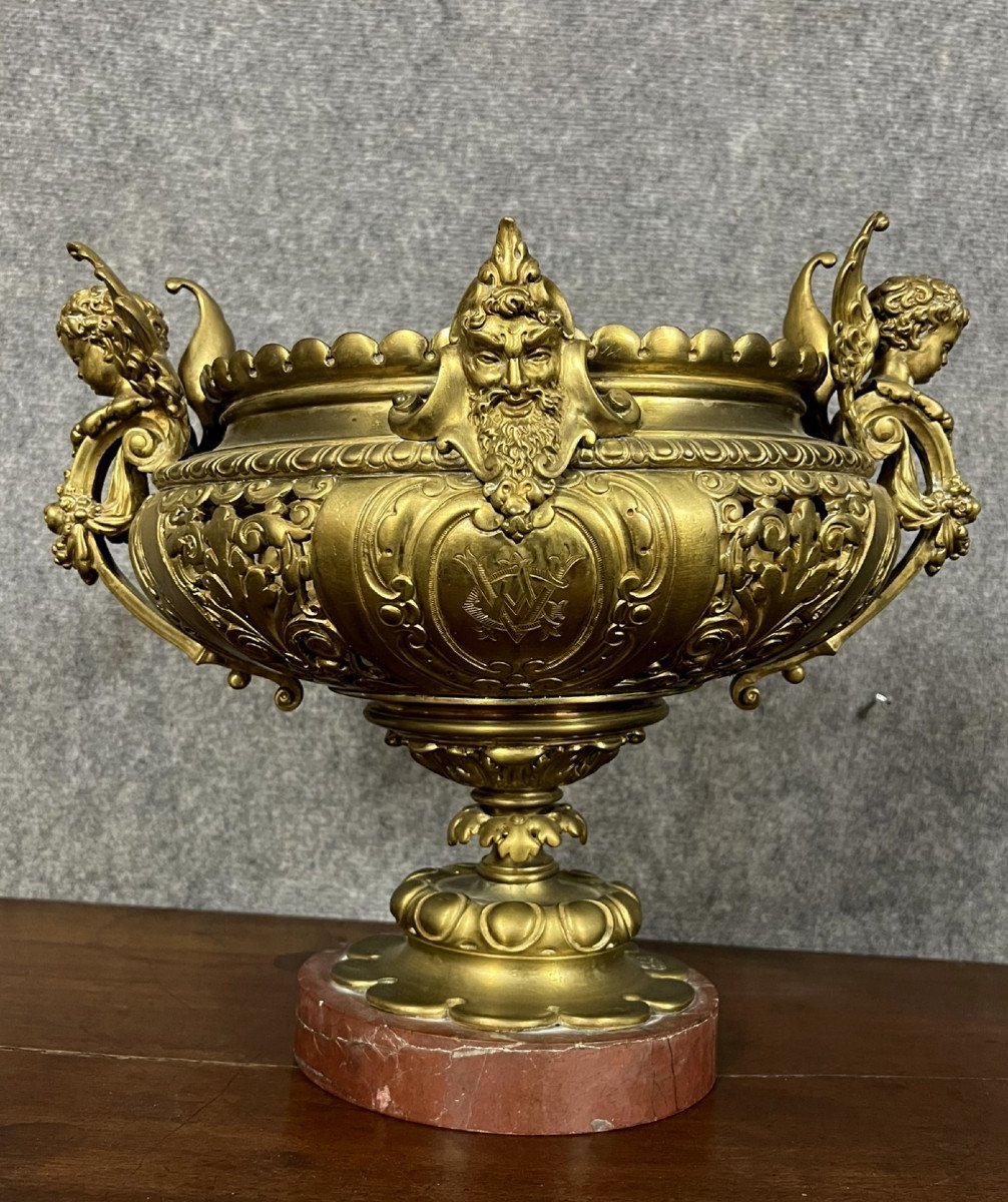 Important Rocaille Centerpiece Cup In Gilded Bronze -photo-5