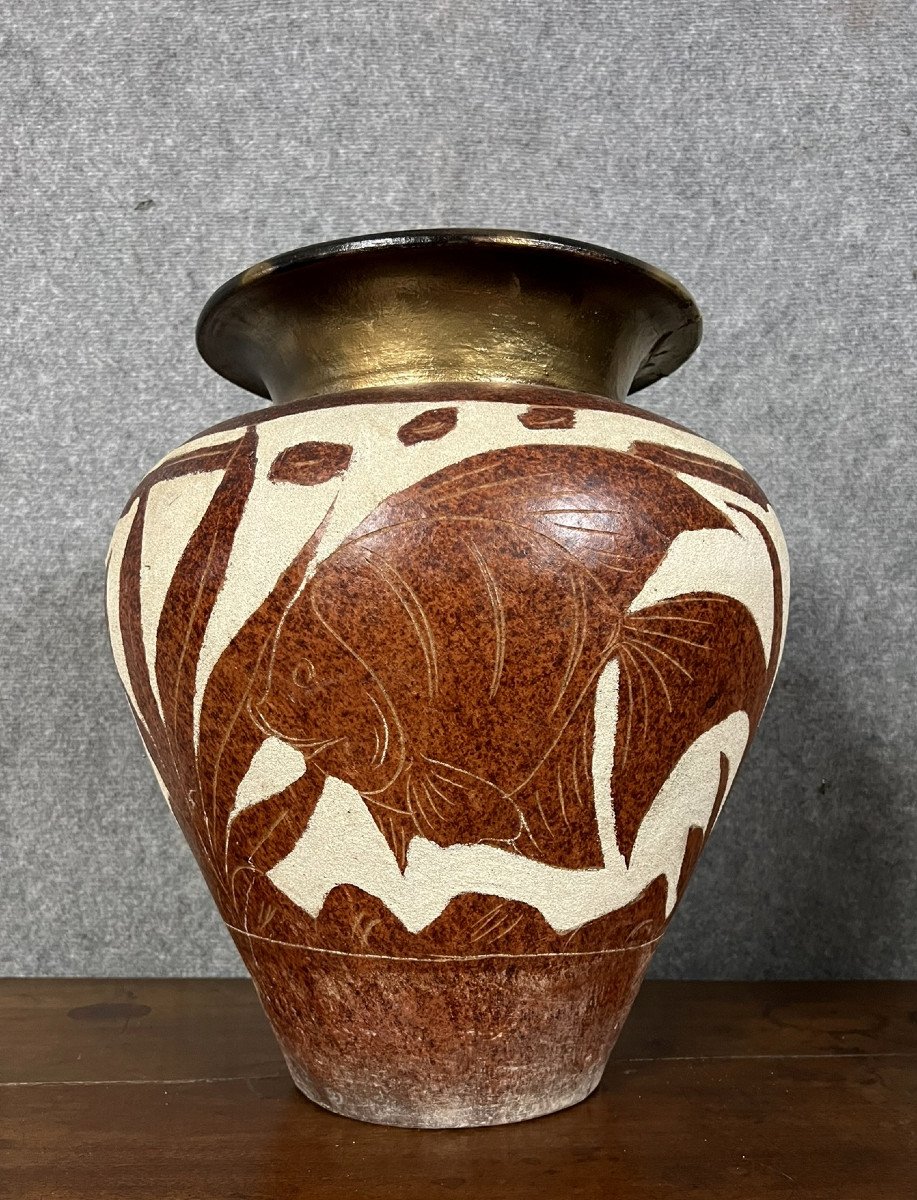 Very Large Terracotta Ball Vase -photo-5