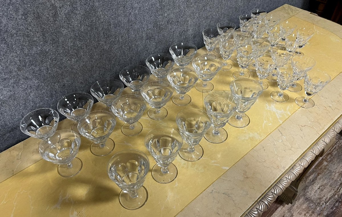 Daum France : Partie De Service De Verres A Pied En Cristal Taillé  -photo-3