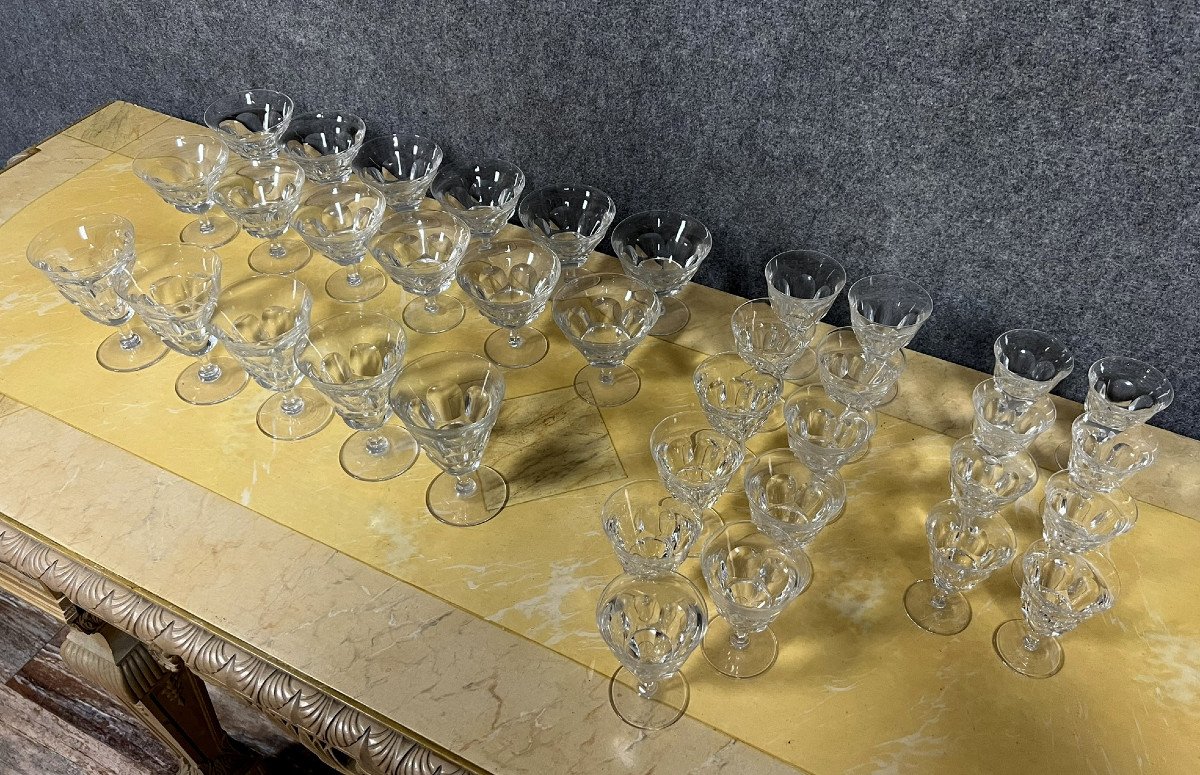 Daum France : Partie De Service De Verres A Pied En Cristal Taillé  -photo-4