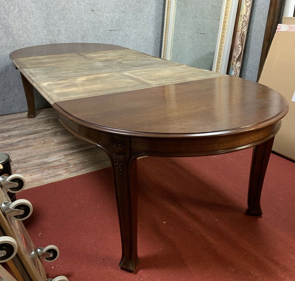 Based On Majorelle's Creations: Art Nouveau Extendable Table In Mahogany, Circa 1900-photo-4