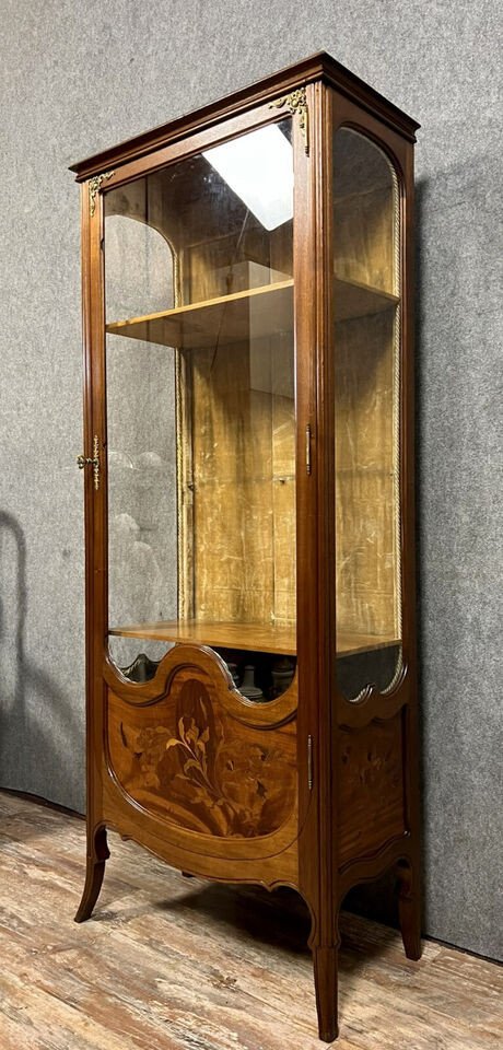 After Majorelle: Art Nouveau Iris Display Case In Marquetry, Late 19th Century-photo-2