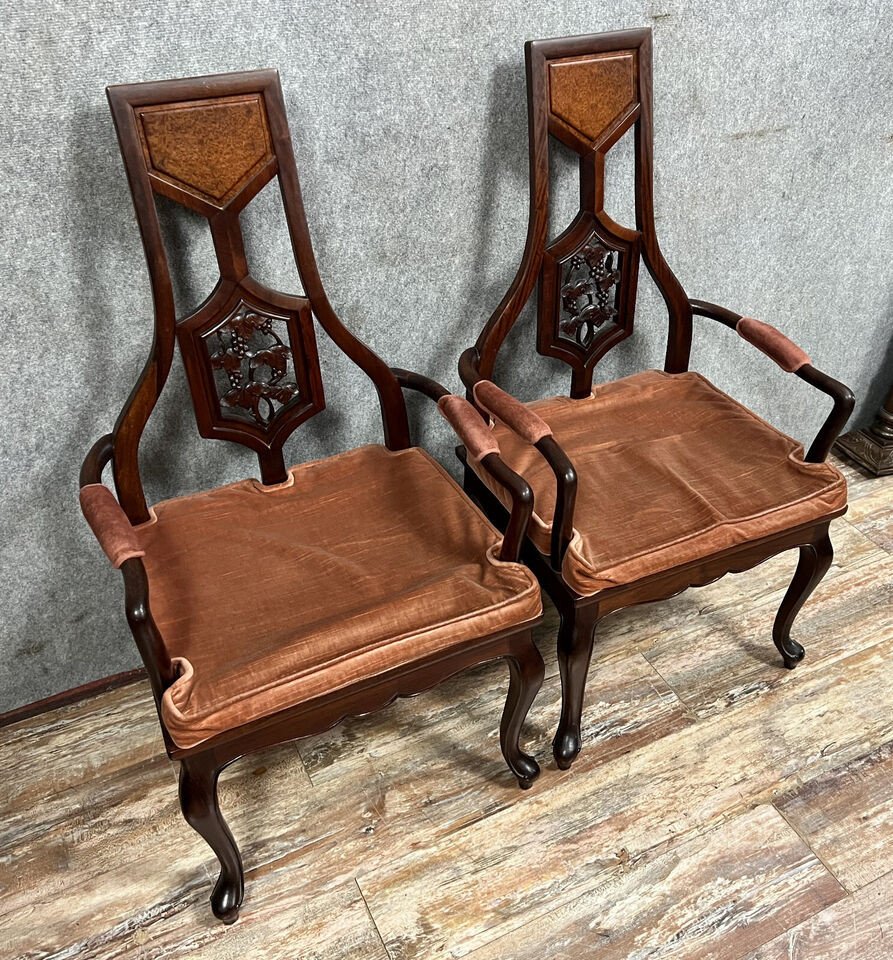 Pair Of Napoleon III Period Mahogany Armchairs Circa 1850-photo-1