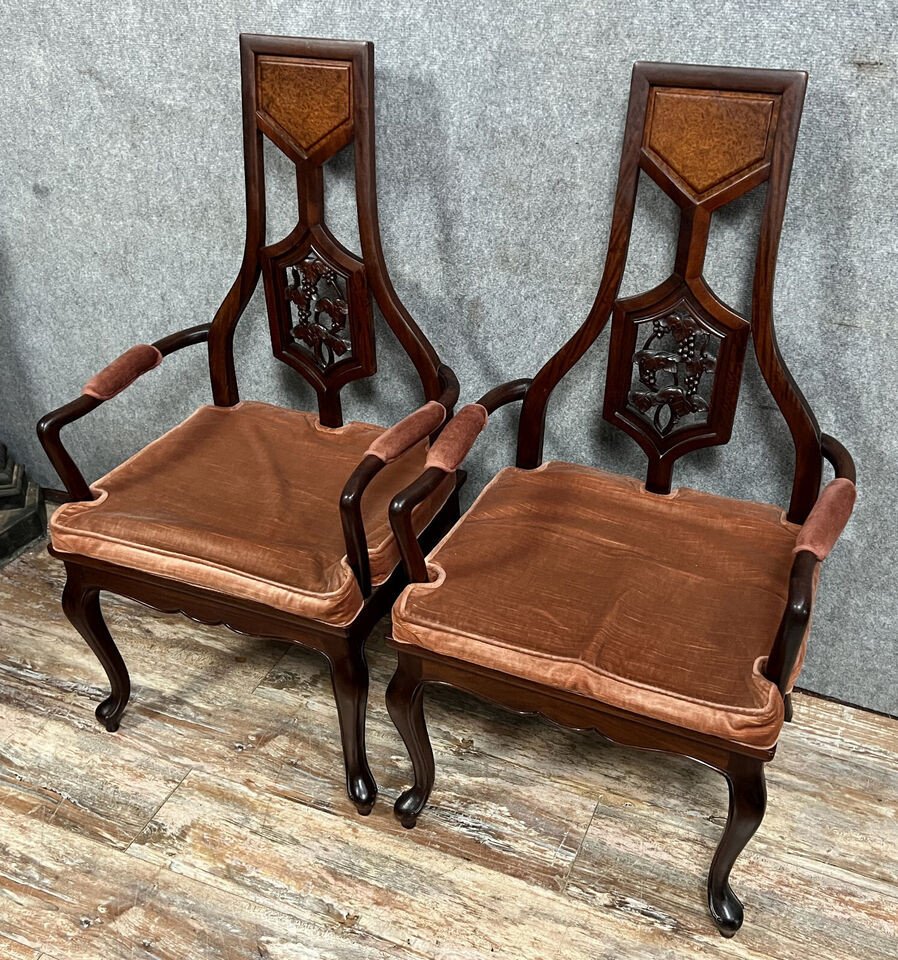 Pair Of Napoleon III Period Mahogany Armchairs Circa 1850-photo-2