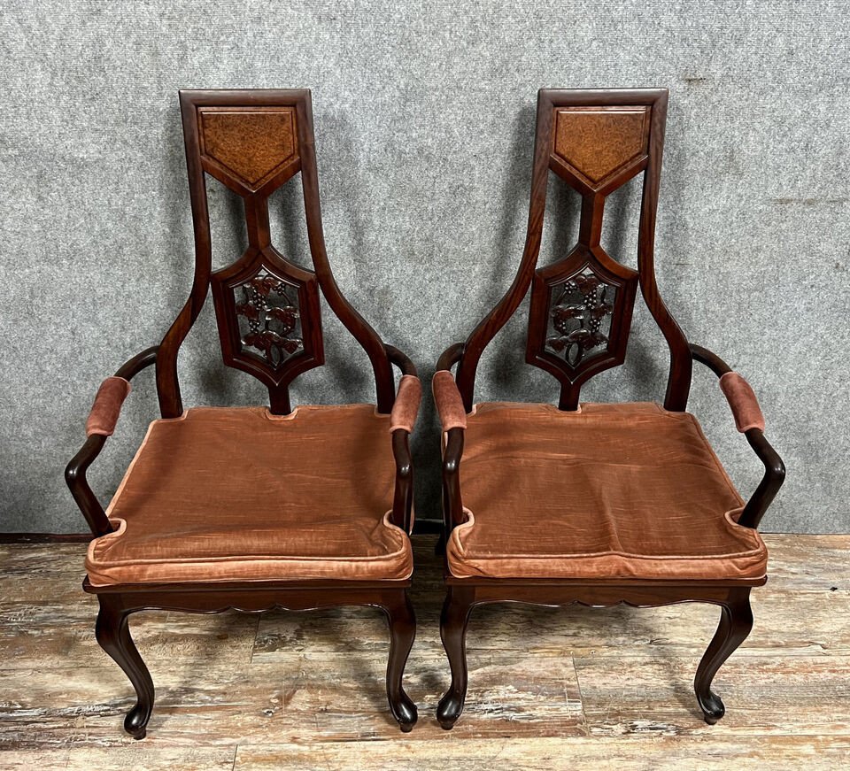 Pair Of Napoleon III Period Mahogany Armchairs Circa 1850-photo-4