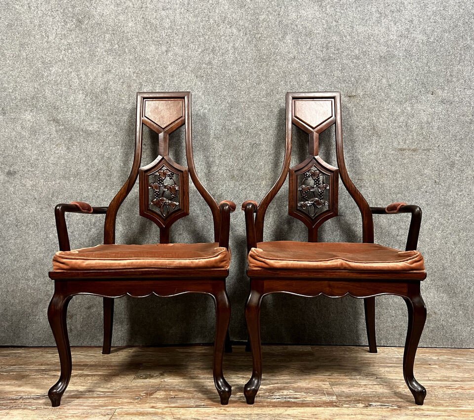 Pair Of Napoleon III Period Mahogany Armchairs Circa 1850