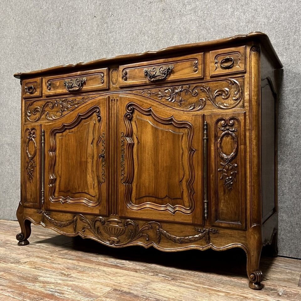 Louis XV Style Provencal Buffet In Solid Walnut Circa 1900-photo-2