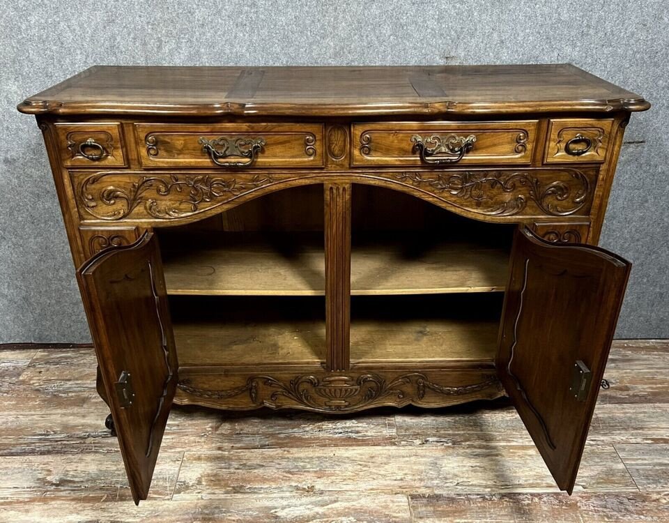 Louis XV Style Provencal Buffet In Solid Walnut Circa 1900-photo-3