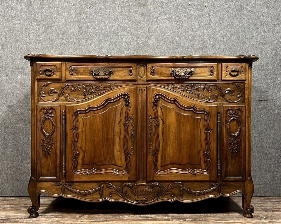 Louis XV Style Provencal Buffet In Solid Walnut Circa 1900