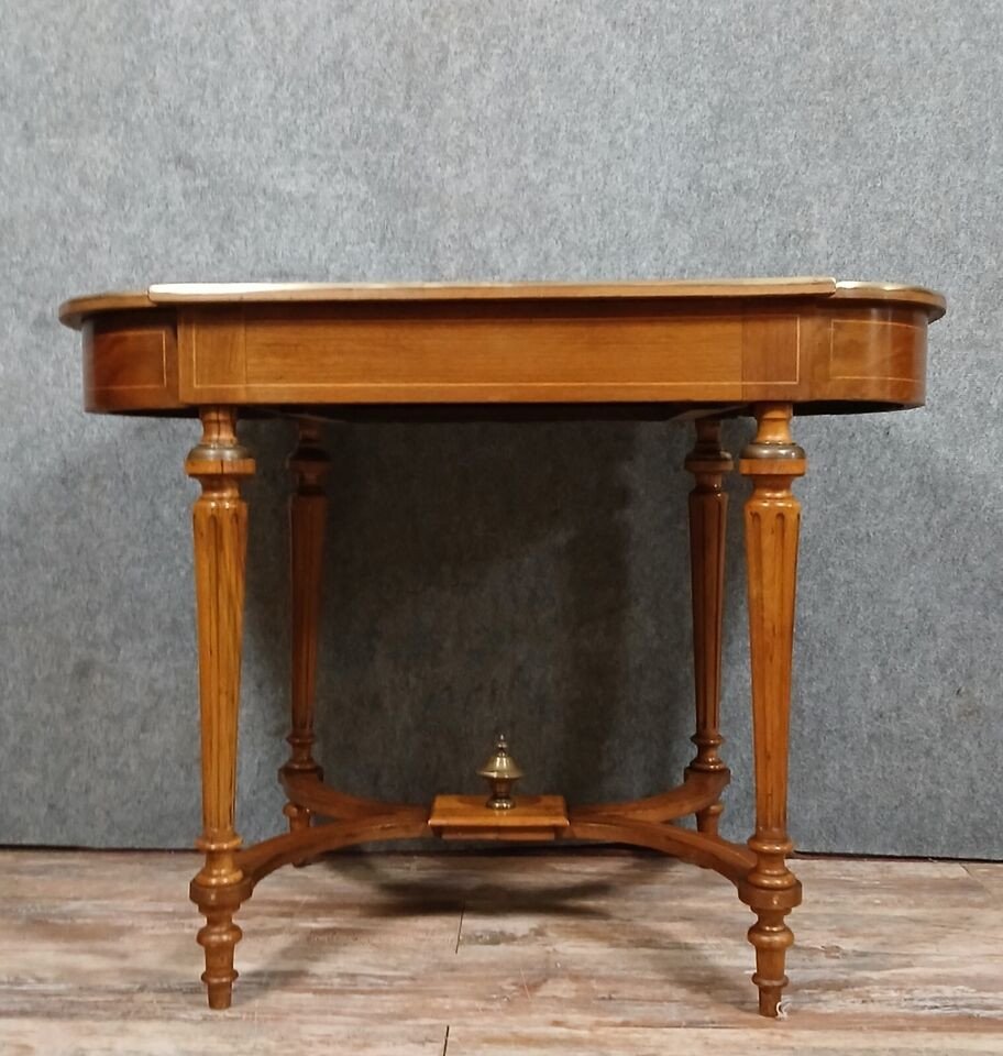 Table De Milieu Ou Bureau époque Napoléon III En Marquèterie Vers 1850-photo-3