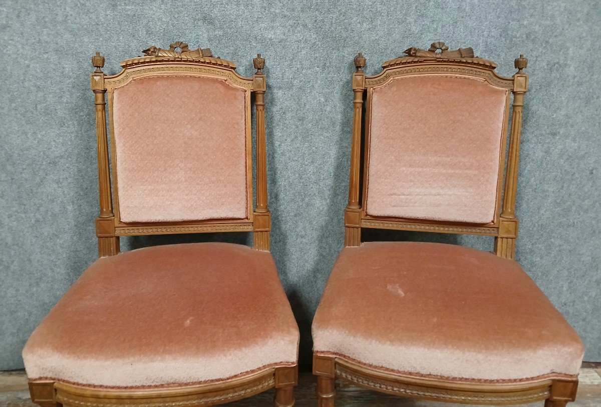 Pair Of Louis XVI Style Walnut Chairs-photo-1