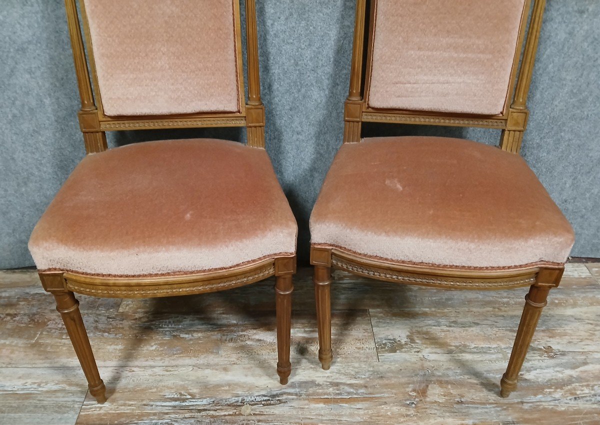 Pair Of Louis XVI Style Walnut Chairs-photo-2