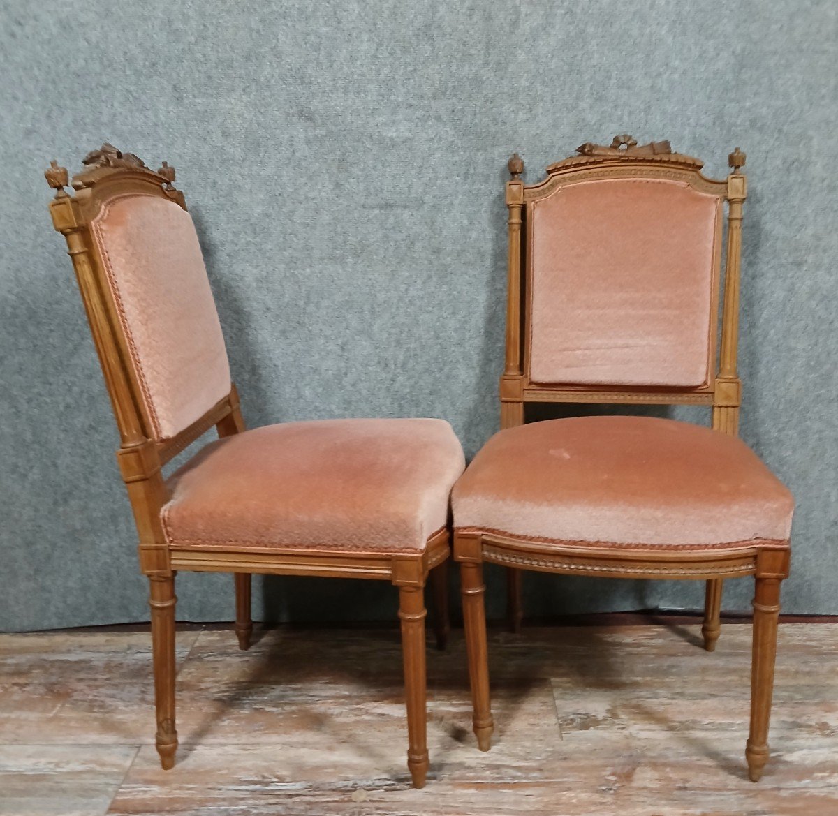 Pair Of Louis XVI Style Walnut Chairs-photo-3