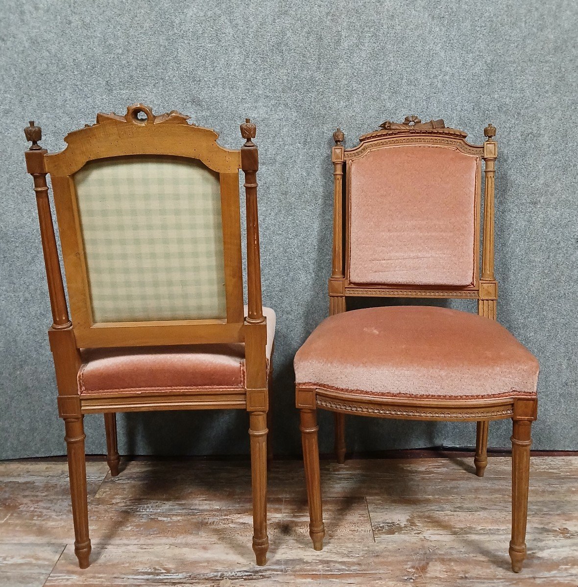 Pair Of Louis XVI Style Walnut Chairs-photo-4