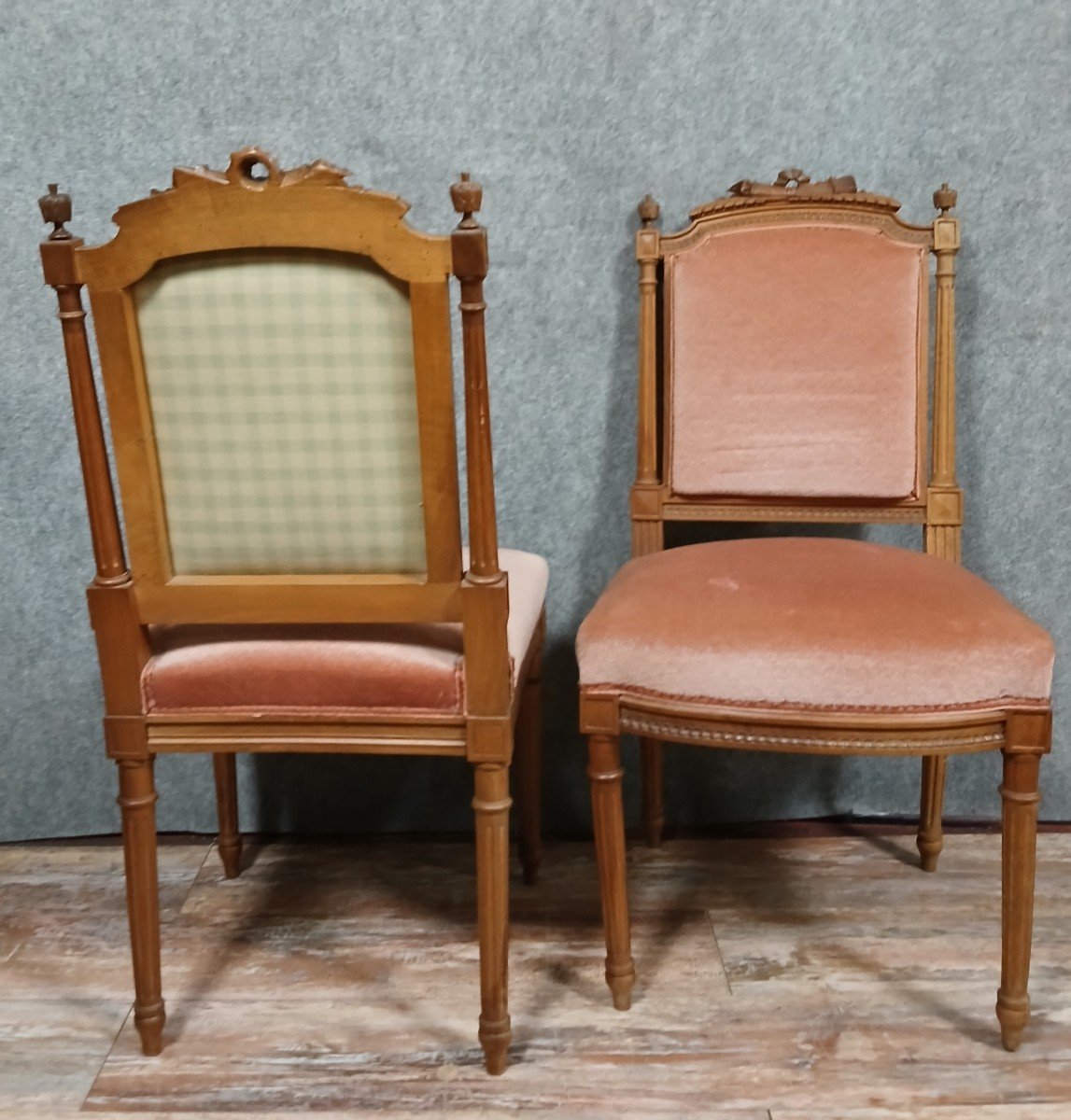 Pair Of Louis XVI Style Walnut Chairs-photo-6