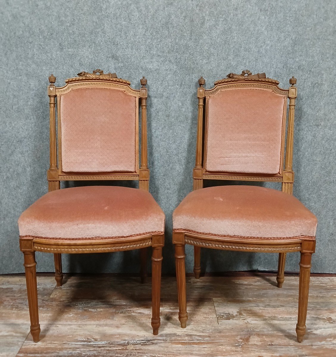 Pair Of Louis XVI Style Walnut Chairs