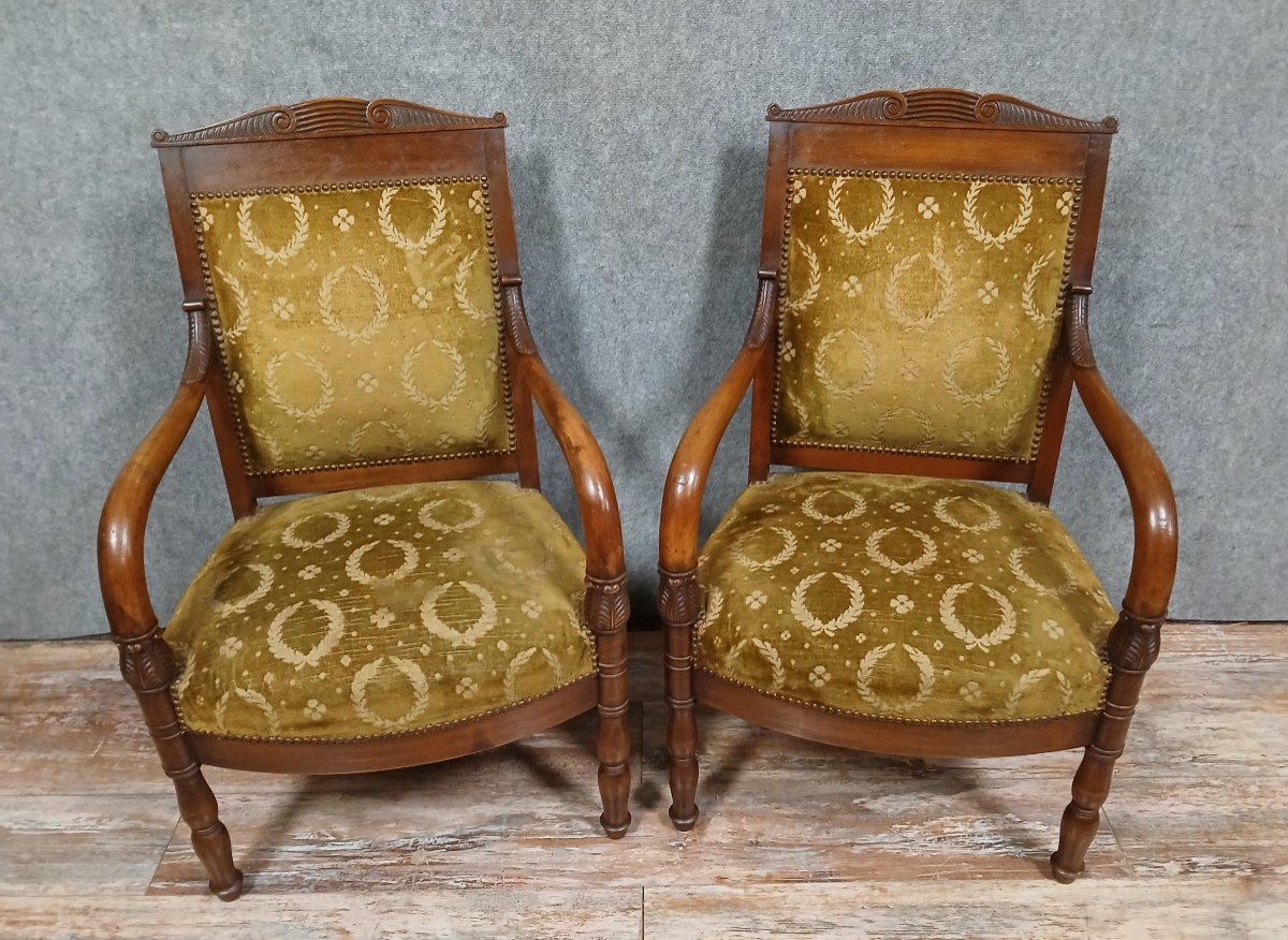 Pair Of Empire/consulate Period Mahogany Armchairs -photo-1