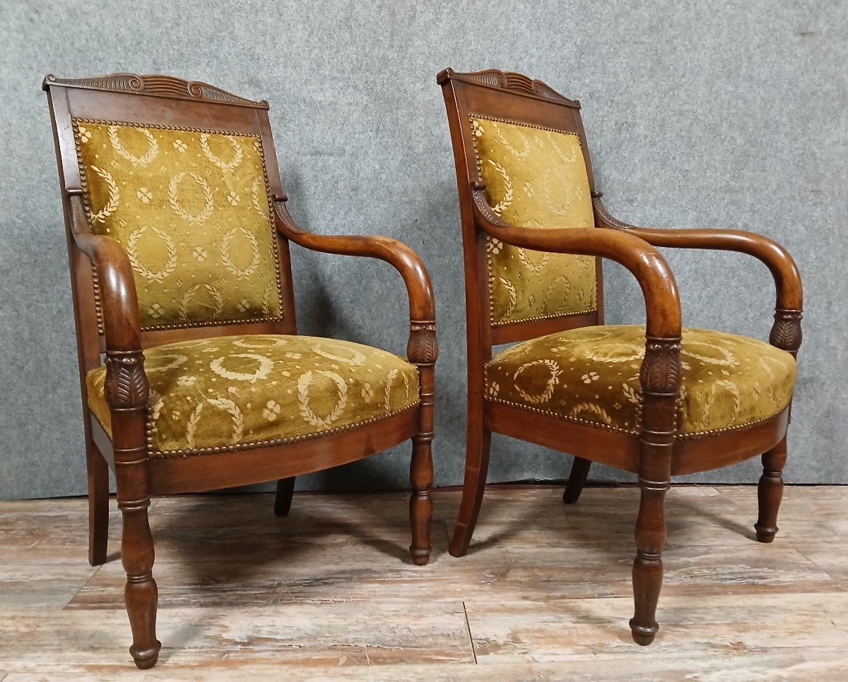 Pair Of Empire/consulate Period Mahogany Armchairs -photo-5