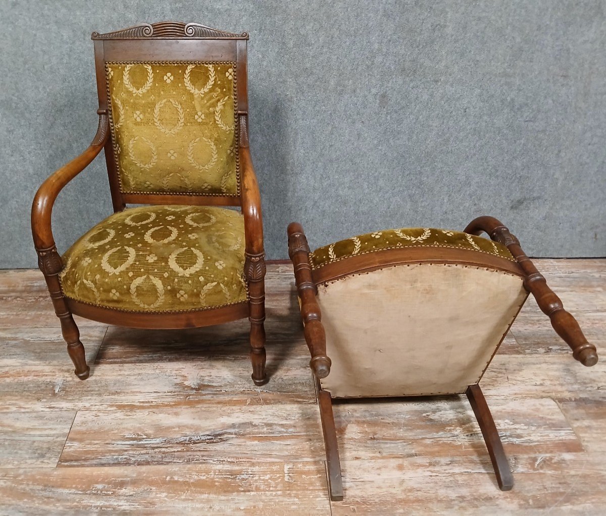 Pair Of Empire/consulate Period Mahogany Armchairs -photo-8