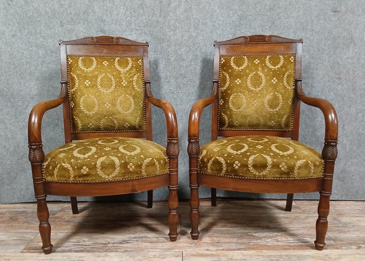 Pair Of Empire/consulate Period Mahogany Armchairs 