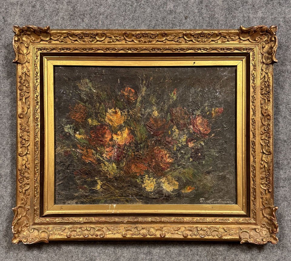 Oil On Canvas Depicting A Still Life With Flowers