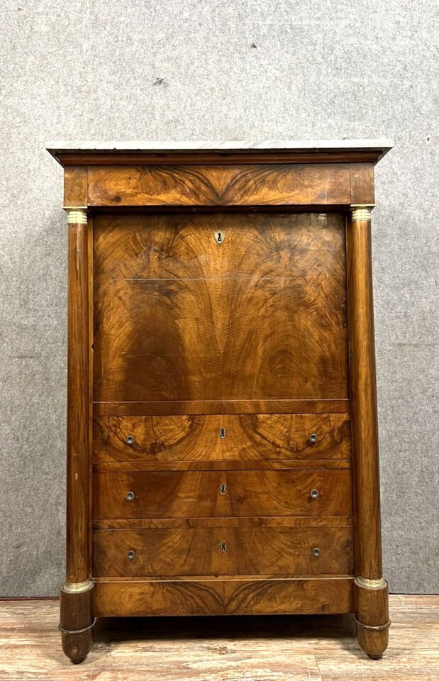 Empire Period Secretary In Mahogany And Gilded Bronzes Circa 1810-1820-photo-3