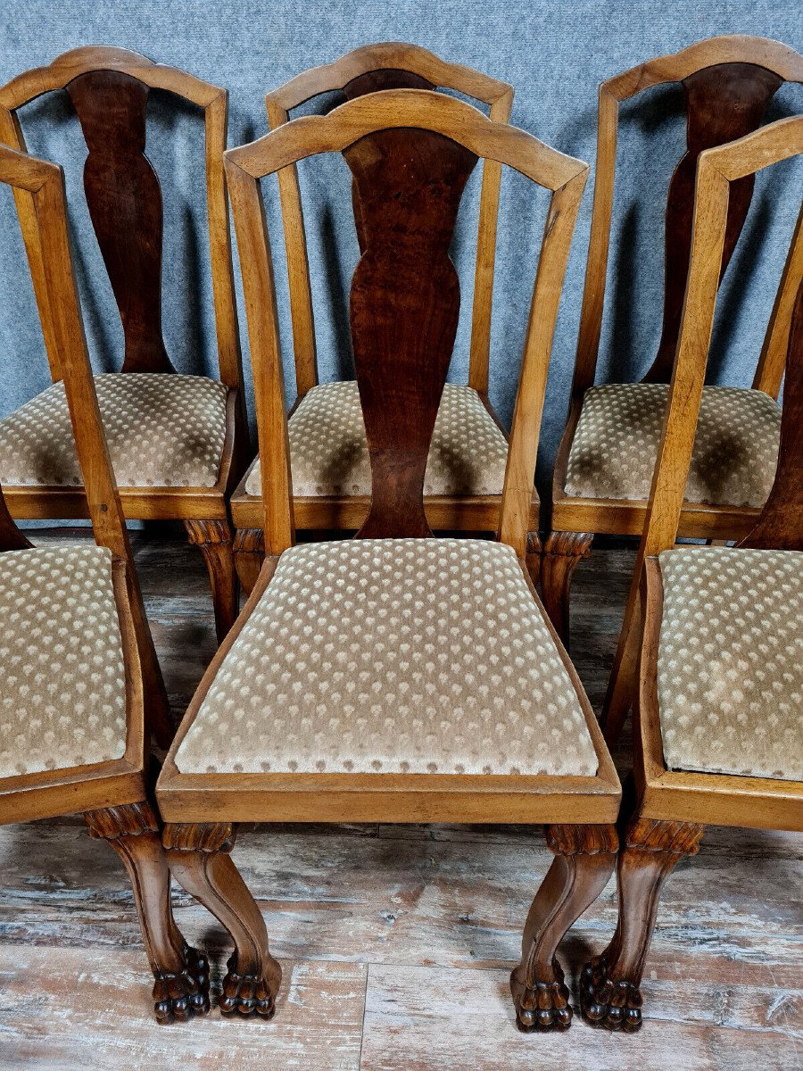 Set Of 6 Alternating Light And Dark Mahogany Chippendale Chairs Circa 1880-1900-photo-3