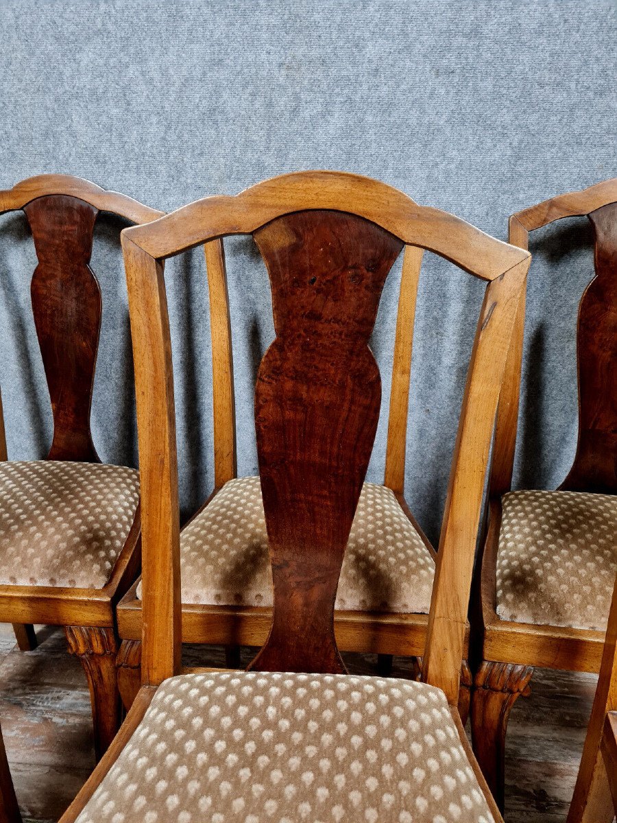 Set Of 6 Alternating Light And Dark Mahogany Chippendale Chairs Circa 1880-1900-photo-4