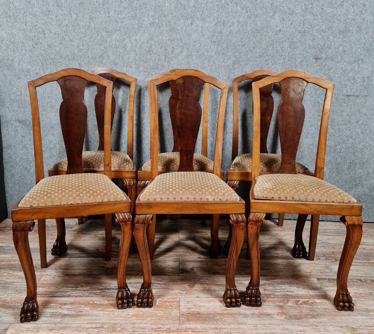 Set Of 6 Alternating Light And Dark Mahogany Chippendale Chairs Circa 1880-1900