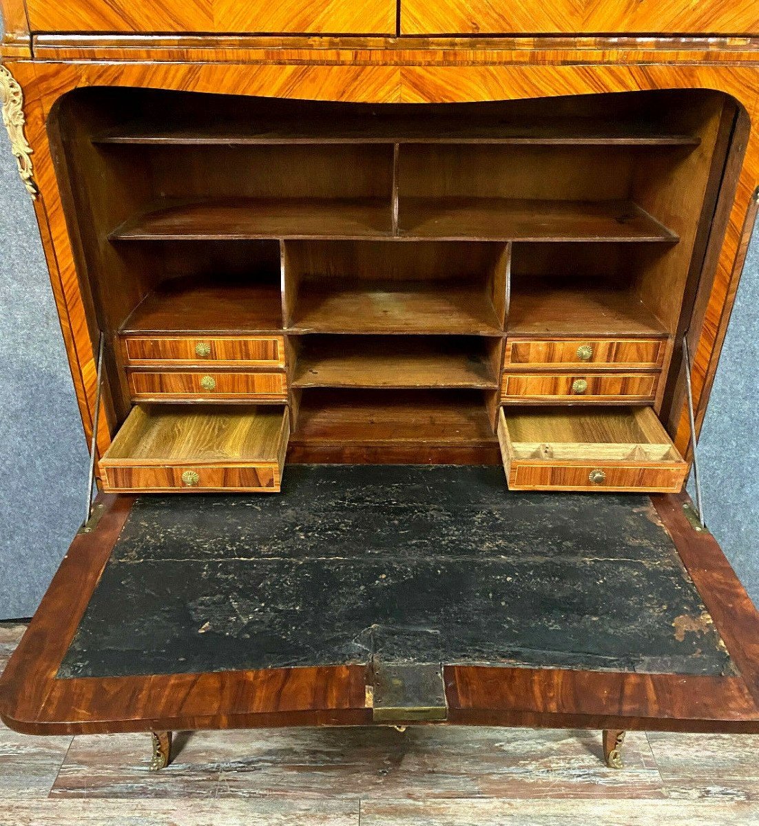 Louis XV Period Guillotine Secretary In Marquetry-photo-2