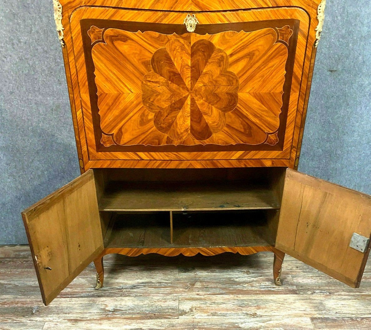 Louis XV Period Guillotine Secretary In Marquetry-photo-6