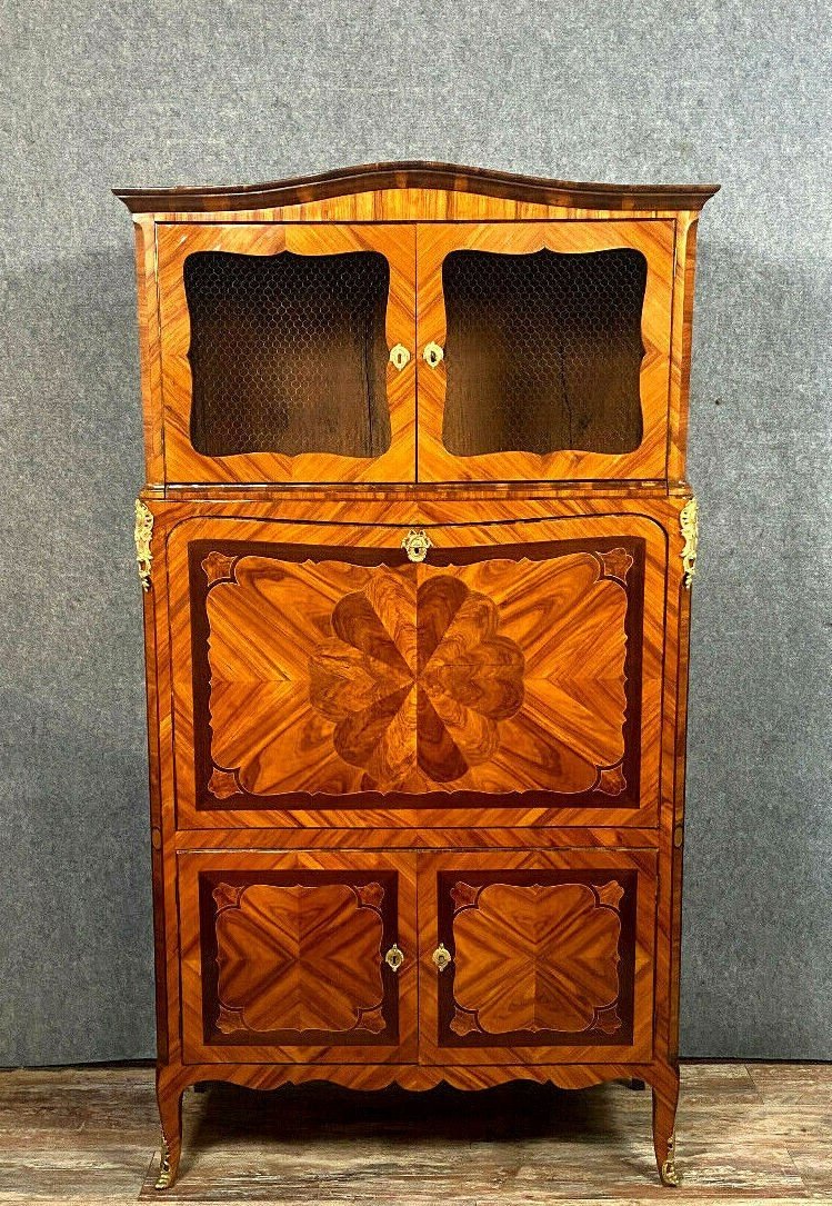 Louis XV Period Guillotine Secretary In Marquetry-photo-8