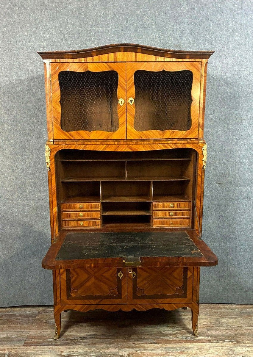 Louis XV Period Guillotine Secretary In Marquetry