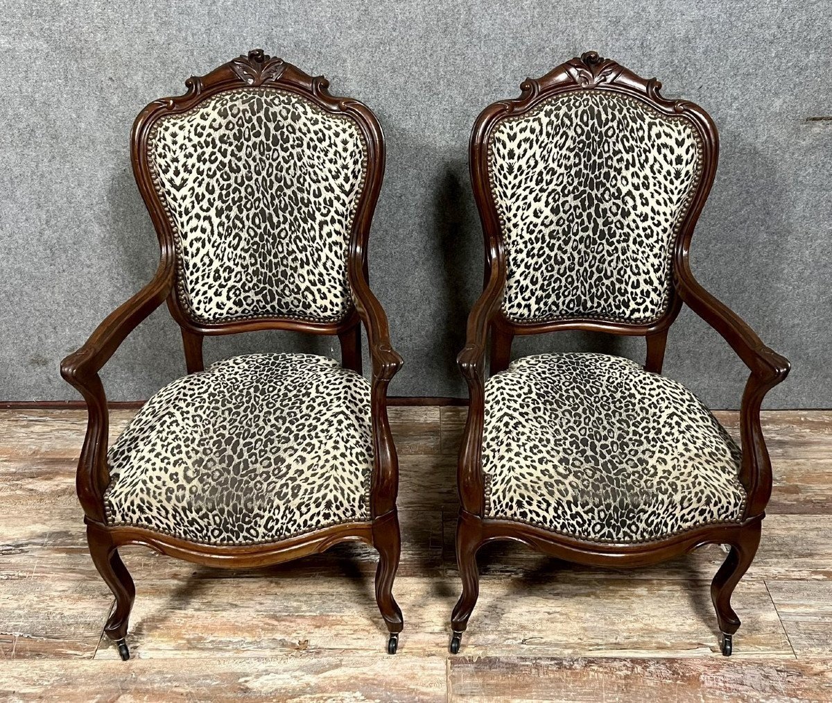 Paire De Fauteuils Galbés époque Napoléon III En Acajou 