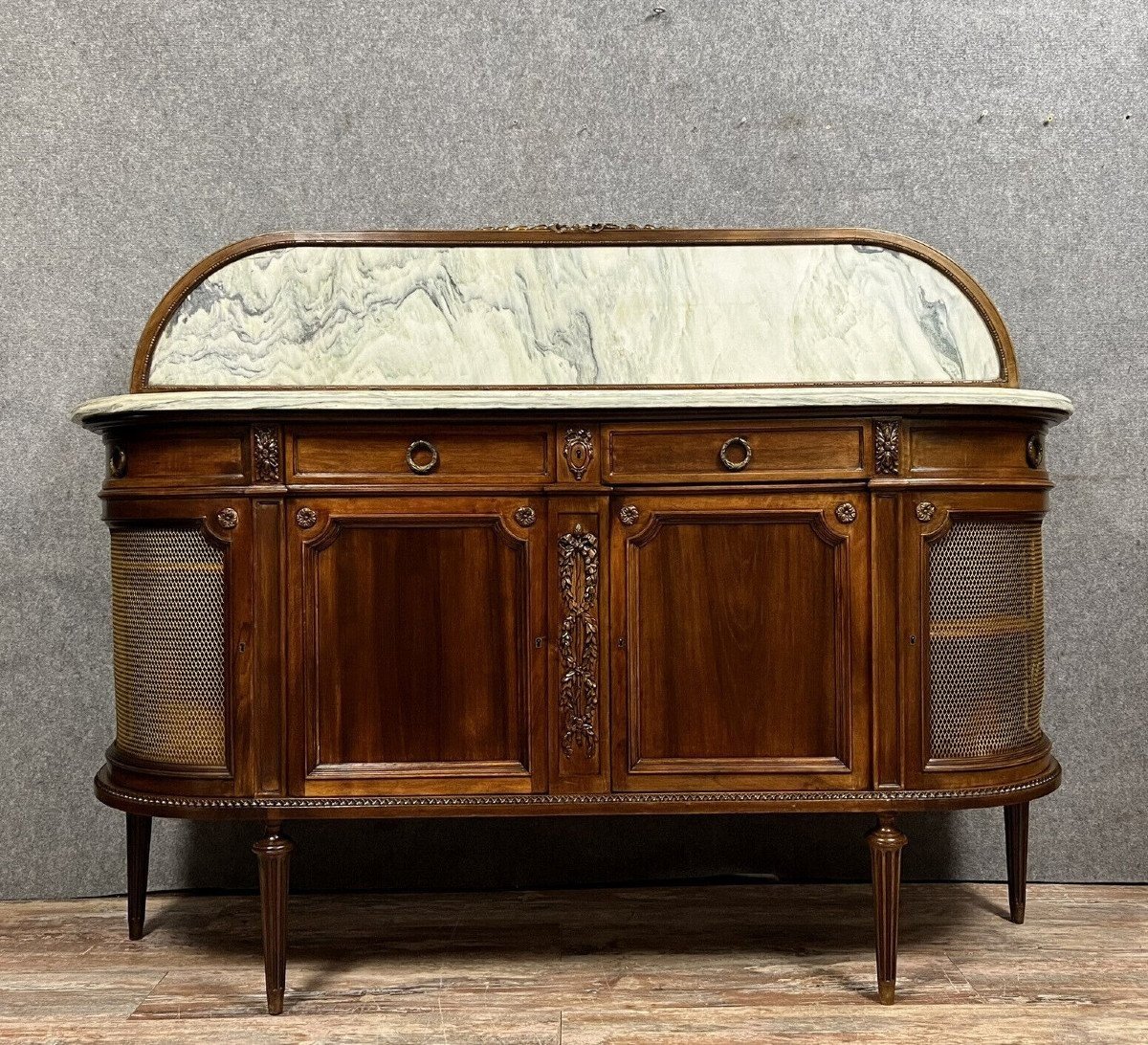 Buffet En Enfilade De Forme Demi Lune St Louis XVI Estampillé Krieger 