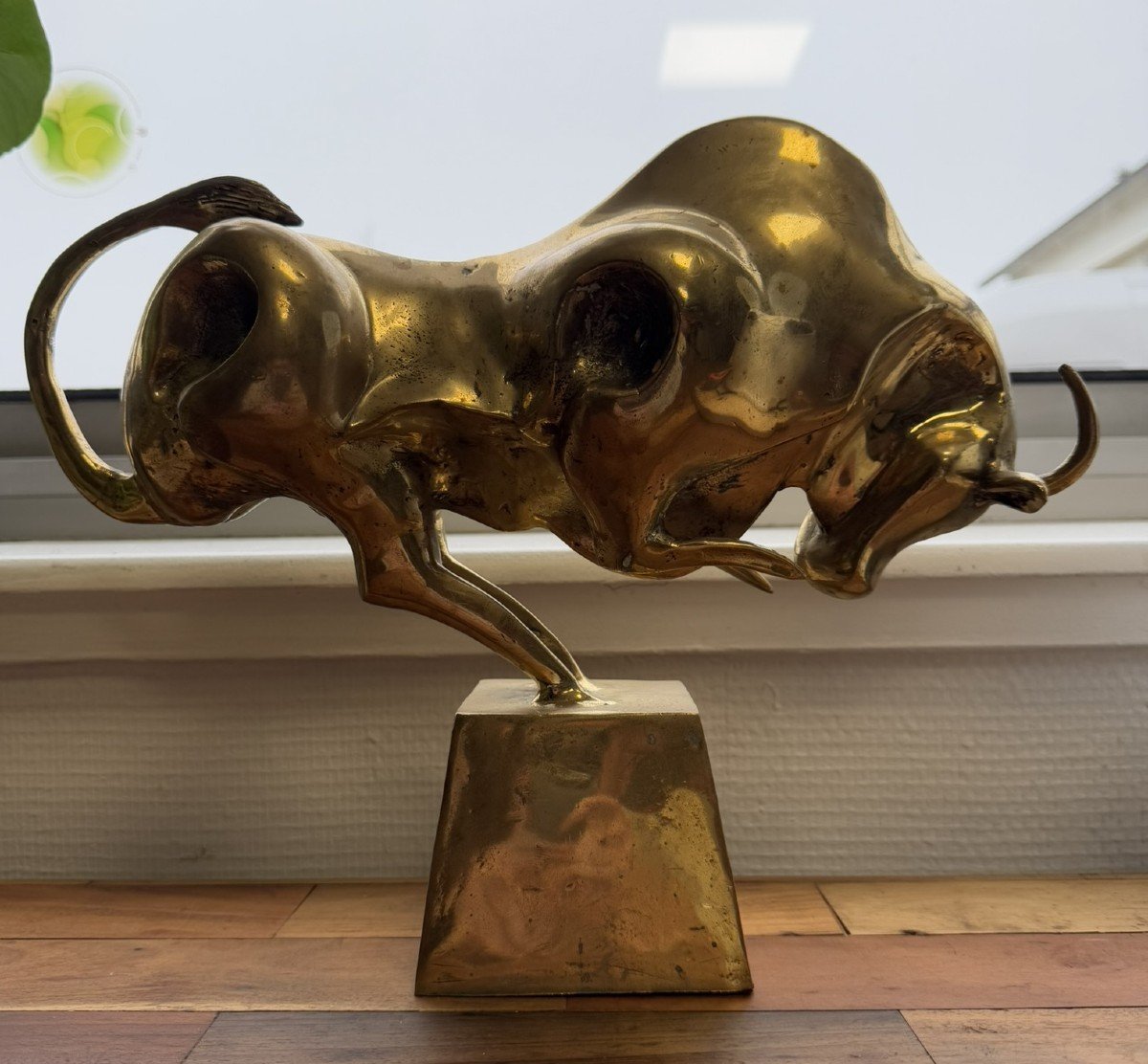 After Dali: Gilt Bronze Sculpture Depicting An Abstract Bull-photo-5