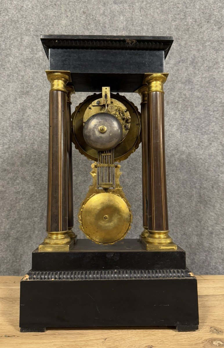 Portico Clock Empire / Charles X Period In Rosewood And Gilt Bronze  -photo-6