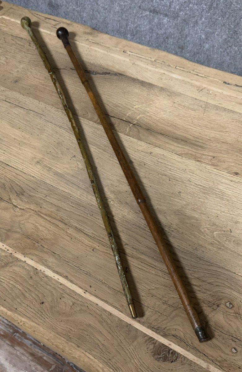 Two "casse Tête" Canes With Lead Knobs -photo-2